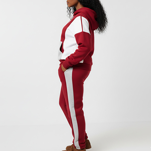 Ensemble sweat-shirt et jogging à blocs de couleur respirant en coton 100% style hip-hop tendance, vêtements décontractés et de sport respirants - Product Image 3