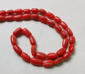 Cuentas de coral italiano natural AAA de 1 hebra, forma ovalada de 16 pulgadas 8X5 a 6X4 cuentas lisas, piedras preciosas de coral - Product Image 4