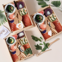 Boîte à bento en bois et bambou de qualité supérieure, idéale pour la cuisine japonaise, compartiments personnalisés pour un service et un emballage élégants