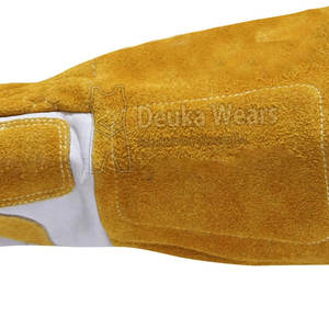 Gants de travail résistants à la chaleur de haute qualité, personnalisables avec un motif sur mesure, faible MOQ, gants de soudure en cuir pour la construction. - Product Image 6