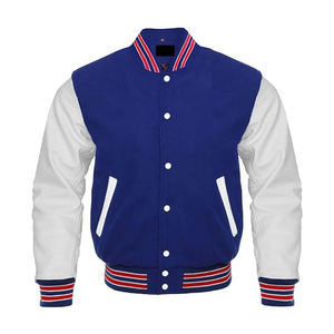 Bombe de baseball brodée en chenille à manches en cuir personnalisée OEM Veste de baseball universitaire Letterman pour hommes - Product Image 1