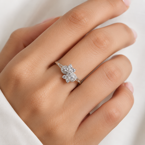 18K Gold Plated Bloom Cluster CZ <b>Ring</b>-Trendy Fashion Inlay Brass <b>Ring</b> for Anniversary - Product Image 2