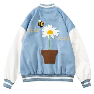 Chaqueta Varsity de Mujer con Hombros Caídos, Bordado Personalizado de Alta Calidad, ODM, Forro de Lana Acolchado, Larga, Cortavientos, Ecológica para Otoño - Product Image 3