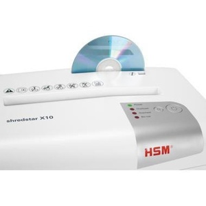 White/Silver HSM X10 P-4 Particle Cut Shredder for <b>Paper</b> Staples <b>Paper</b> Clips Credit Cards CDs/DVDs - Product Image 3