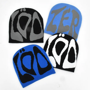 Gorro Reversible de Jacquard Unisex, gorro de punto de invierno con logotipo bordado acrílico personalizado para viajes - Product Image 1
