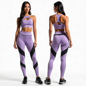 Conjunto Deportivo de Yoga para Mujer, Estilo Urbano Otoñal, con Logotipo Frontal, Leggings y Sujetador sin Costuras, Tejido Transpirable y Cómodo - Product Image 5