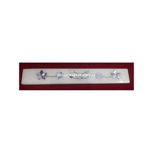 Support à bâtonnets d'encens en marbre blanc avec motif floral fait à la main, forme rectangulaire longue, qualité supérieure, utilisé pour la maison, le bureau et le temple - Product Image 1