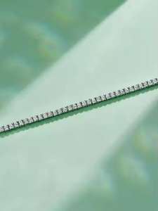 สร้อยข้อมือเพชรเม็ดกลมชุบเงิน925สำหรับผู้หญิงของขวัญแต่งงาน - Product Image 2