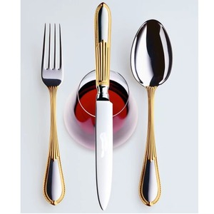 Cubiertos de acero inoxidable ideales para cocina, mesa, Hotel, uso doméstico, mango de Metal, juego de cubiertos de 5 cucharas, tenedor, cuchillo chapado en oro - Product Image 5