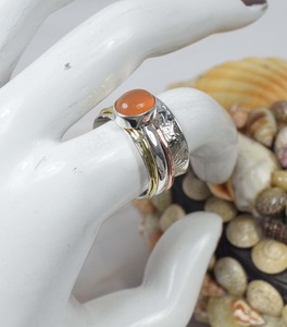 Bague de style Boho en argent sterling 925 pour femme Bague Spinner en cornaline rouge avec placage de rhodium pour mariage et méditation - Product Image 2