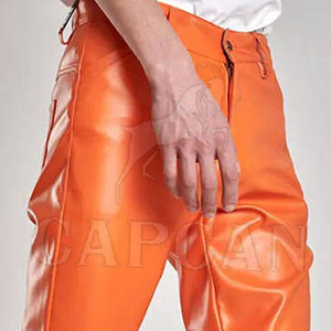 Traje de moda Pantalones casuales de cuero para pantalones de cintura con logotipo impreso personalizado Pantalones de cuero para hombres hechos de Sialkot - Product Image 5