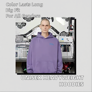 Sweat à capuche unisexe surdimensionné et court en molleton de coton 400 g/m², sweat à capuche lourd en molleton français 420 g/m² avec broderie 3D - Product Image 2