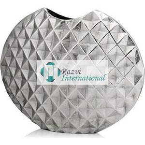 Vase rond en métal plaqué or avec motif crête Vase à fleurs artificielles en aluminium au design fabuleux pour la décoration de table à la maison - Product Image 2