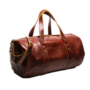 Men's Custom Large Capacity 20-35L Lightweight Fashionable Genuine <b>Leather</b> Weekender Duffel Bag Portable Overnight Travel - Product Image 2