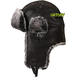 Chapeau d'aviateur d'hiver pour homme avec rabat d'oreille CHAUD, imperméable, fausse fourrure pour les sports, les fêtes, la pêche - Product Image 5