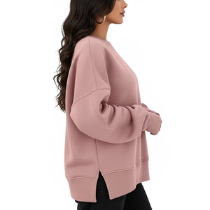 เสื้อสเวตเชิ้ตผู้ชายทรงปกติ ความยาวปกติ สไตล์ลำลอง สตรีทแวร์ ผ้าฟลีซเนื้อนุ่ม อุ่นสบาย สีพื้น ย้อมสีเรียบง่าย ขายดี - Product Image 2