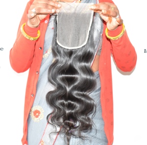 100% hermoso producto natural Kinky Indian Hair Closure Bodywave Raw Virgin Extensiones Sin procesamiento químico para la venta - Product Image 4