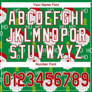 Design de marque personnalisé vert rouge-blanc coloré imprimé numéro Noël 3D authentique maillot de baseball pour adulte - Product Image 5