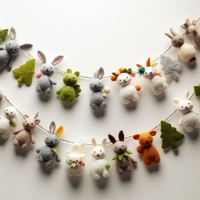 Guirnalda de Animales de Fieltro de Lana de Nueva Zelanda del Himalaya, Hecha a Mano, para Decoración de Habitaciones Infantiles, Festivales y Ambientes Safari