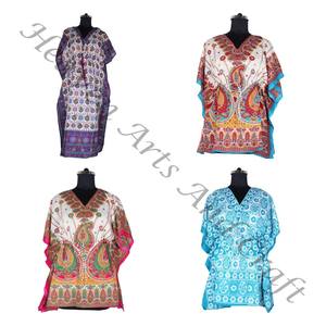 KFL019 Caftan long sans manches en pure soie à la mode grande taille vêtements de nuit pour femmes - Product Image 3