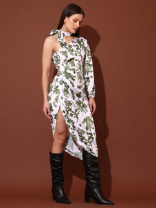 Robe mi-longue florale à manches bouffantes pour femmes - Product Image 5