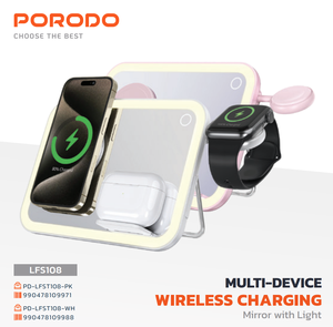 Espejo de Carga Inalámbrica Multidispositivo Porodo con Luces - Product Image 4