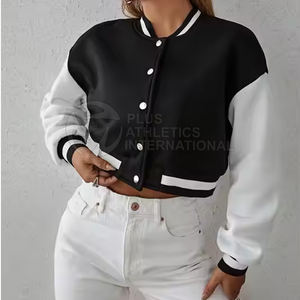Alta calidad último diseño mujeres Crop Top Letterman chaqueta transpirable de gran tamaño Crop Top Letterman chaqueta para mujer - Product Image 6