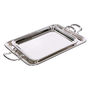 Plat de service en métal de forme de rectangle de concepteur attrayant vaisselle artisanale plateau de plat de service de nourriture avec la poignée en métal - Product Image 2