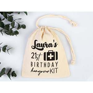 Personalized Cotton <b>Drawstring</b> Pouch for <b>Bracelets</b> Watches Crafts Dust-Birthday Hangover Kit Bag Embroidered Logo Screen Printed - Product Image 1