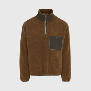 2025 New Design Custom Solid Color Winter Stand Collar Breathable Pocket Fleece <b>Sherpa</b> Pullover Sweatshirt <b>Men</b> OEM Service - Product Image 3