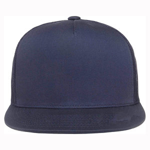 OEM Custom Logo Men's <b>Flat</b> Bill Structured Mesh Back Snapback Classic Trucker <b>Hat</b> - Product Image 5