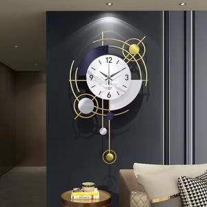 Surdimensionné 3D or décor à la maison salon silencieux style nordique trois panneaux cristal grand cadre en métal horloge murale - Product Image 5