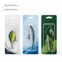 Emballage en blister personnalisé pour leurres souples en plastique, carte de présentation en PVC pour la vente au détail d'articles de pêche, usine OEM
