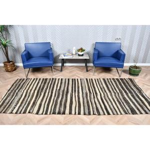 Tapis turc 3,9 x 9,2 pieds, tapis en laine unie vintage noir et blanc - Product Image 1