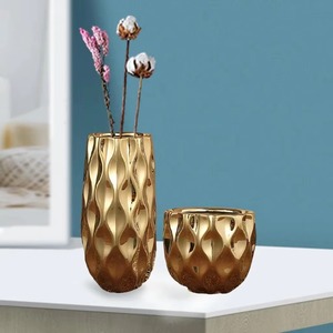 Jarrón de metal dorado estilo Granada para exhibición de eventos de decoración del hogar de lujo y arreglos florales o decorativos creativos - Product Image 5