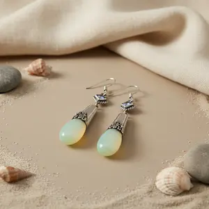 Pendientes de Plata 925 con Forma de Gota de Agua para Mujer, Chapados en Oro, Elegantes para Bodas/Fiestas - Product Image 2