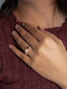 High Quality 9K Gold Diamond Polki <b>Ring</b> for Women <b>Indian</b> Ethnic Bridal Jewelry Wedding Engagement Party Wear Designer <b>Ring</b> - Product Image 4