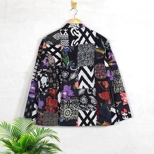 แจ็กเก็ตผ้าฝ้ายพิมพ์ลายกลับด้านได้เสื้อแจ็กเก็ตผ้าปะทำด้วยมือทำจากผ้าฝ้าย - Product Image 2