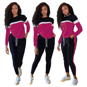 Conjunto de Sudadera con Capucha y Pantalones Deportivos para Mujer, 100% Algodón Orgánico, Costuras en Bloques de Color, Conjunto de 2 Piezas, Chándal para Mujer - Product Image 1
