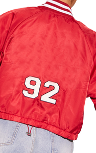 Chaqueta Bomber de satén personalizada para mujer, chaquetas informales universitarias abotonadas de manga larga con botones, ropa de abrigo de talla grande, chaqueta universitaria transpirable - Product Image 4