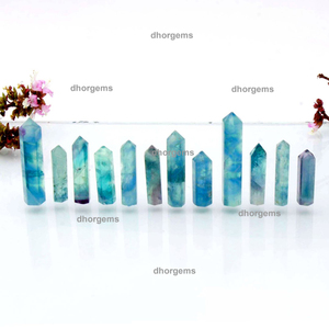 Pointes de cristal de fluorite bleue, tour de quartz naturel à double terminaison |   Pierres précieuses polies, pierres de guérison, cristaux de Reiki en vrac - Product Image 1