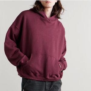 เสื้อฮู้ดสวมหัวโอเวอร์ไซส์ผ้าคอตตอน100% 380 ~ 500 GSM มีฮู้ดไหล่ดรอปเฮฟวี่เวทสำหรับผู้ชาย - Product Image 2