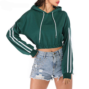 Nuevas Sudaderas Cortas con Capucha y Logotipo Personalizado al por Mayor para Mujer, 100% Algodón Tejido, Teñido Liso, Hombros Caídos - Product Image 3
