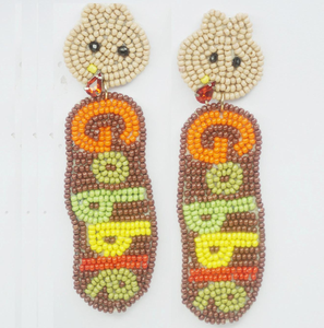 Pendientes de Diseño de Gato Negro de Moda, Bordados, por Proveedor Indio, Joyería de Cuentas de Mar, Acabado en Acero Inoxidable Plateado, para Mujer - Product Image 3