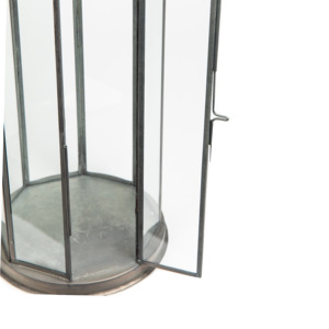 Linternas de portavelas de Metal plateado de diseño de tendencia, linternas de cristal elegantes con borde fino de forma redonda para decoraciones de hogar y jardín - Product Image 5