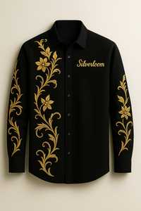 Chemises pour hommes Design personnalisé Chemise brodée à manches longues Design de luxe | Tissu en coton respirant | Support d'étiquettes OEM - Product Image 3