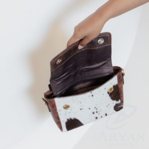 New 2024 Handmade Hair on Tooled Leather <b>Crossbody</b> <b>Bag</b> Western Genuine Leather Flap Purse Women's Cowhide Floral Tooling Handbag - Product Image 6