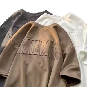 Camisetas de Moda para Hombre, Estilo Oversize con Hombros Caídos, 100% Algodón Transpirable, Estampado en Relieve, Ecológicas, de Secado Rápido, OEM - Product Image 2