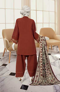 Ladies New Year Boutique <b>Wedding</b> Sequined Embroidered Handmade 3 Piece A-Line Knee-Length Party Wear <b>Dress</b> Latest Collection - Product Image 3