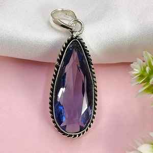 สร้อยคอจี้ iolite เงินสเตอร์ลิงทำด้วยมือเครื่องประดับอัญมณี Boho ของขวัญที่สง่างามสำหรับเธอ - Product Image 2